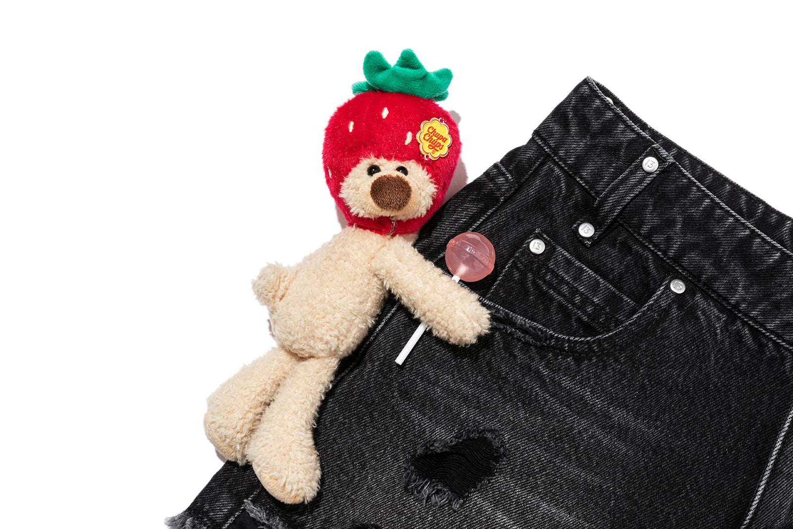 13DE MARZO Lollipop Distressed Denim Shorts Black - 13DE MARZO