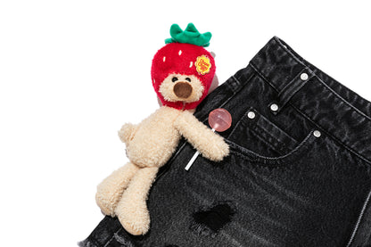 13DE MARZO Lollipop Distressed Denim Shorts Black - 13DE MARZO