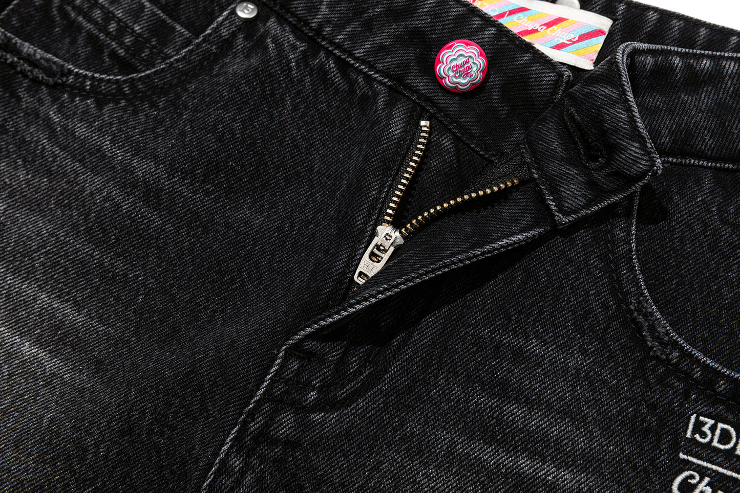 13DE MARZO Lollipop Distressed Denim Shorts Black - 13DE MARZO