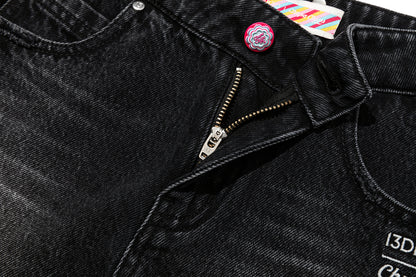 13DE MARZO Lollipop Distressed Denim Shorts Black - 13DE MARZO