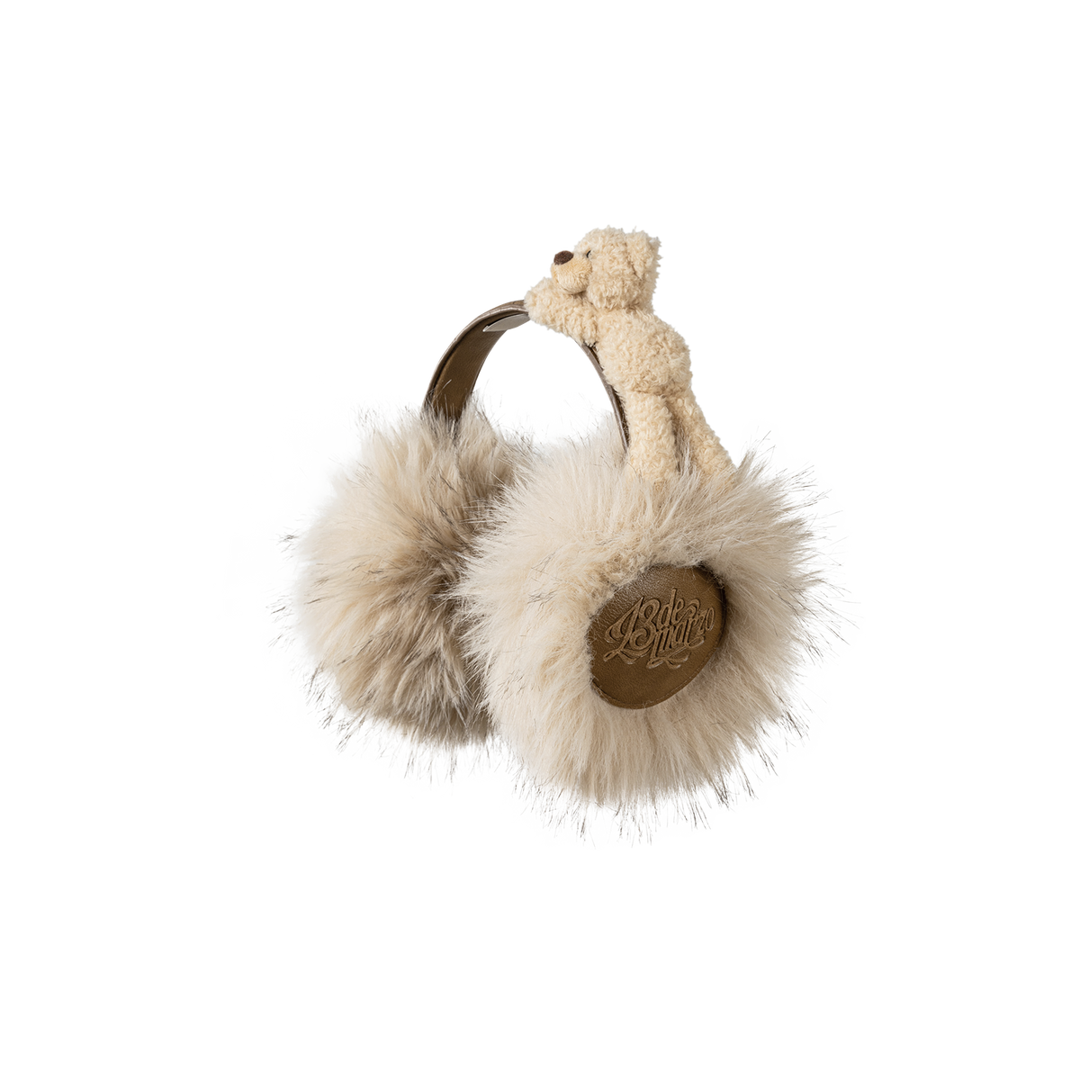 13DE MARZO Faux Leather Plush Ear Warmer Khaki