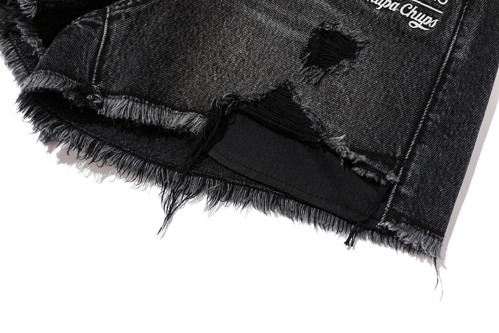 13DE MARZO Lollipop Distressed Denim Shorts Black - 13DE MARZO