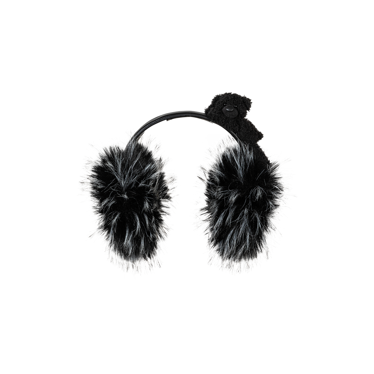 13DE MARZO Faux Leather Plush Ear Warmer Black