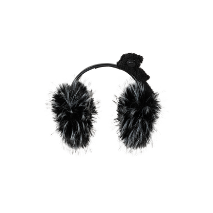 13DE MARZO Faux Leather Plush Ear Warmer Black