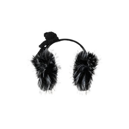 13DE MARZO Faux Leather Plush Ear Warmer Black