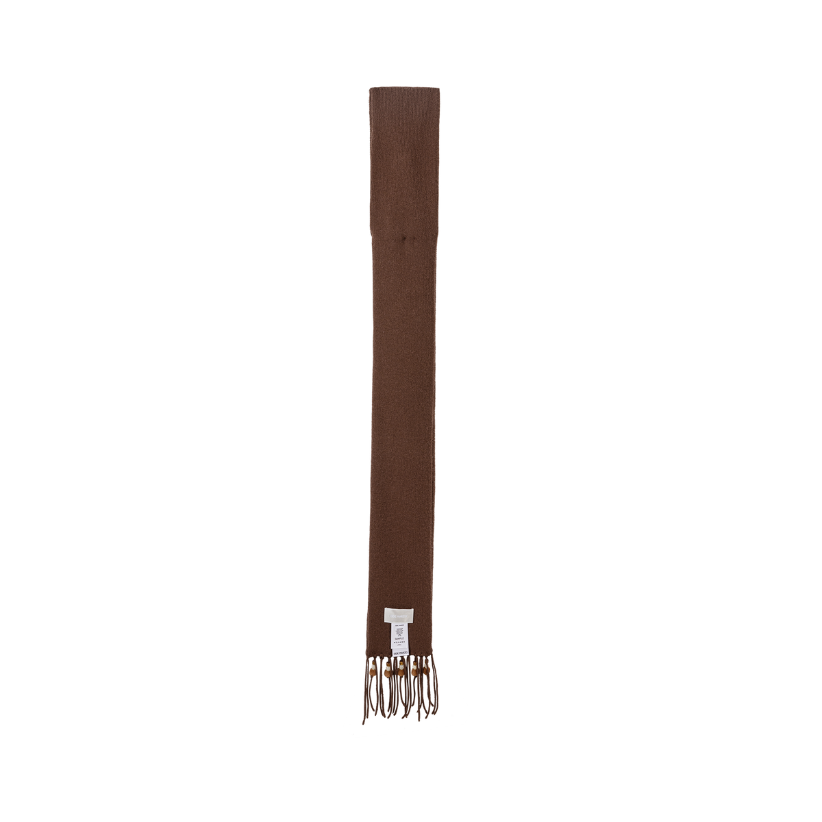 13DE MARZO Doozoo Bow Tassel Beaded Scarf Brown