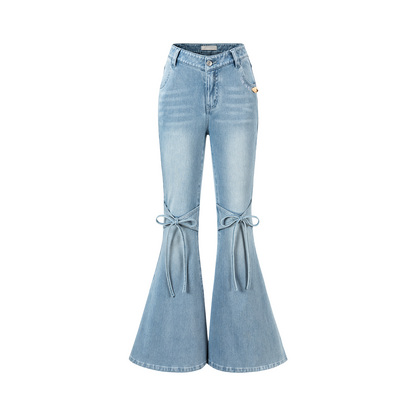 13DE MARZO Pencil Fit Mermaid Flare Pants Blue