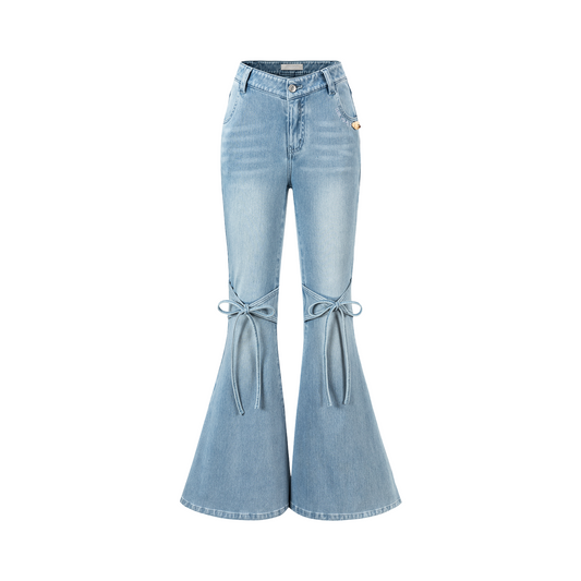 13DE MARZO Pencil Fit Mermaid Flare Pants Blue