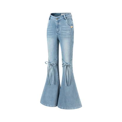 13DE MARZO Pencil Fit Mermaid Flare Pants Blue