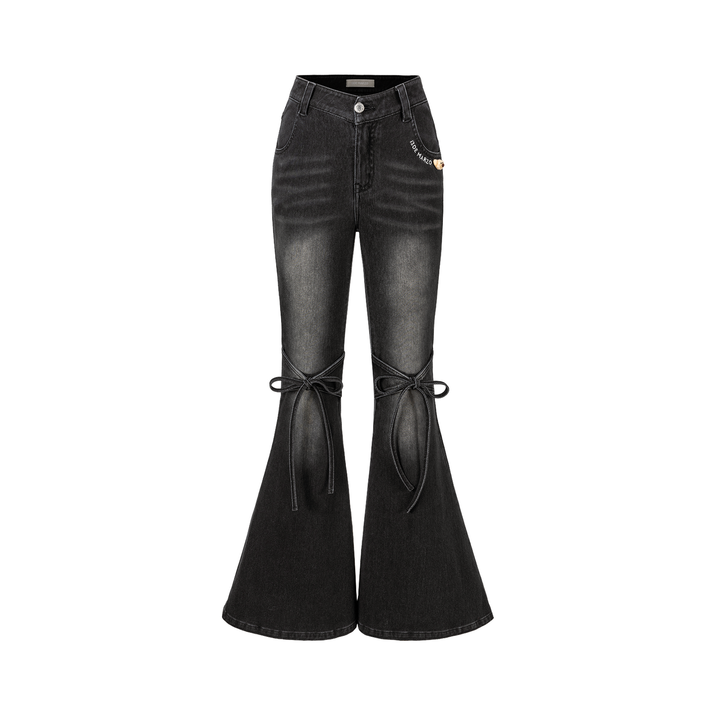 13DE MARZO Pencil Fit Mermaid Flare Pants Black
