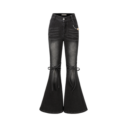 13DE MARZO Pencil Fit Mermaid Flare Pants Black