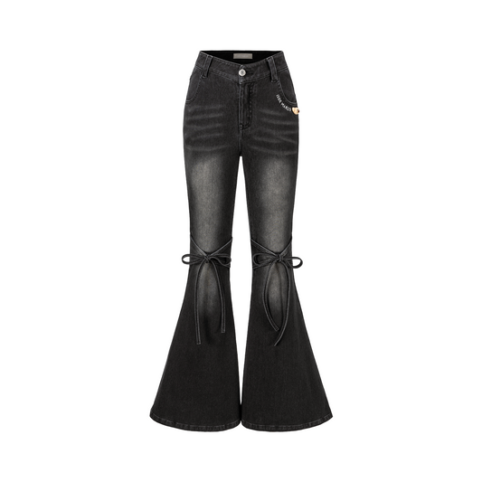 13DE MARZO Pencil Fit Mermaid Flare Pants Black