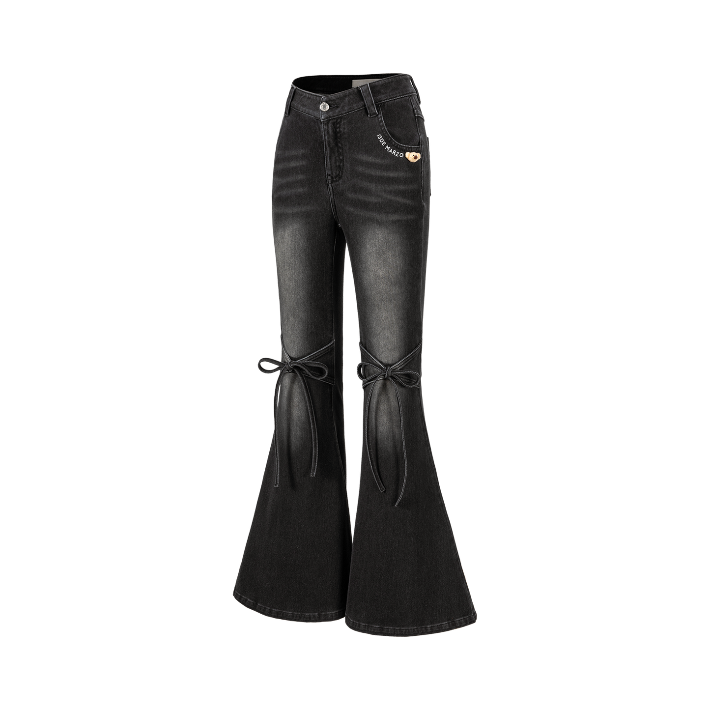13DE MARZO Pencil Fit Mermaid Flare Pants Black