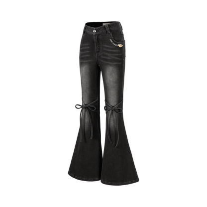 13DE MARZO Pencil Fit Mermaid Flare Pants Black