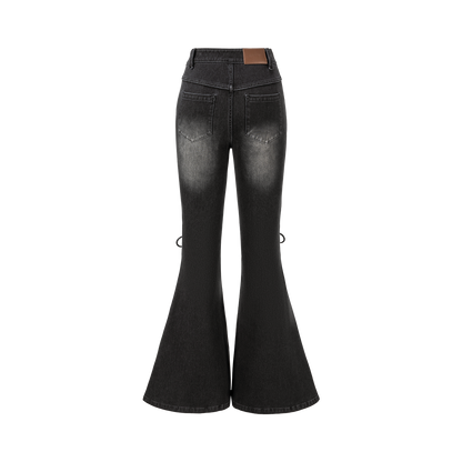13DE MARZO Pencil Fit Mermaid Flare Pants Black
