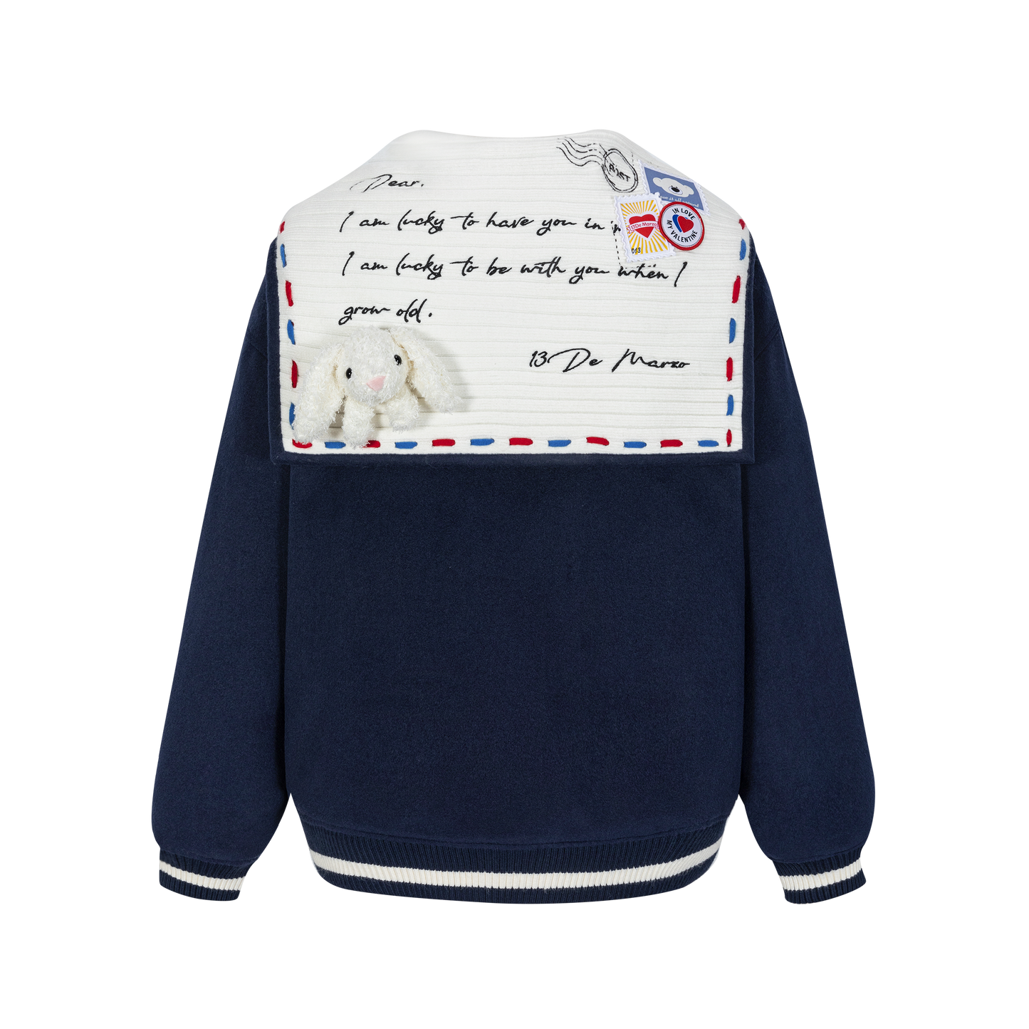 13DE MARZO Love Letter Tweed Baseball Jacket