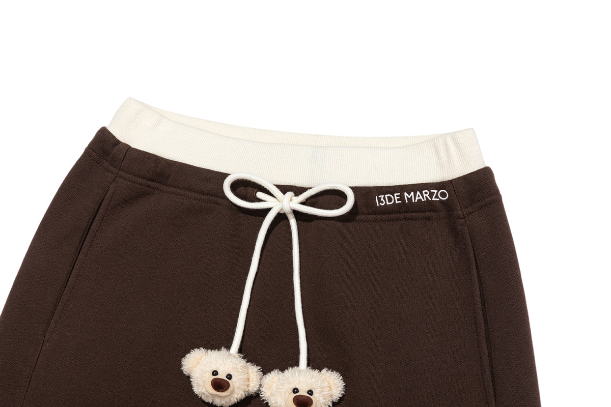 13DE MARZO Color Block Double Waist Skirt Brown