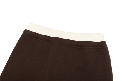 13DE MARZO Color Block Double Waist Skirt Brown