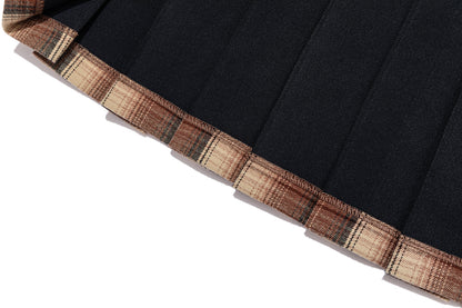 13DE MARZO Mock Three Piece Knit Pleated School Dress Khaki
