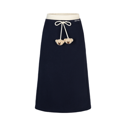 13DE MARZO Color Block Double Waist Skirt Navy Blue