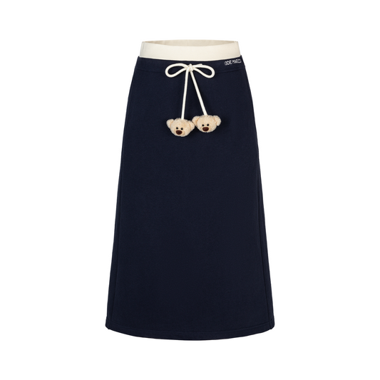 13DE MARZO Color Block Double Waist Skirt Navy Blue
