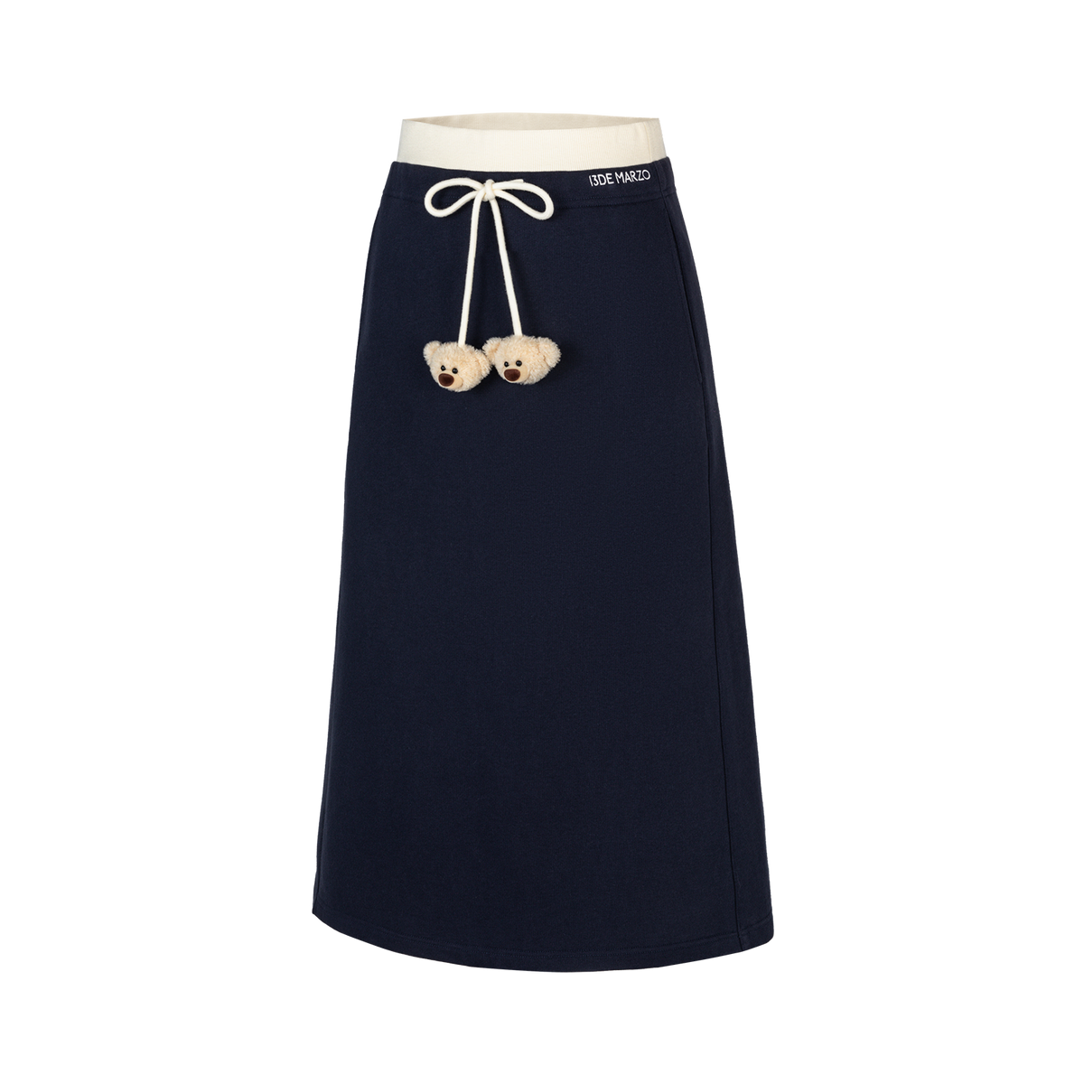 13DE MARZO Color Block Double Waist Skirt Navy Blue
