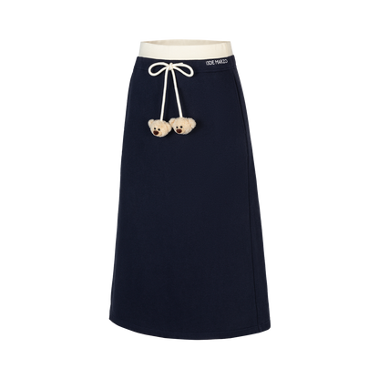 13DE MARZO Color Block Double Waist Skirt Navy Blue