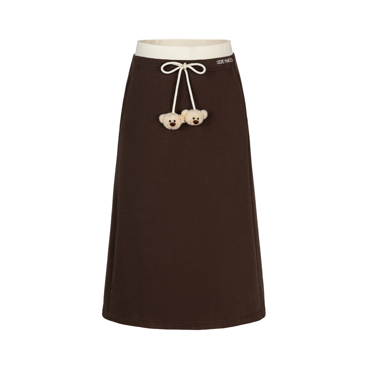 13DE MARZO Color Block Double Waist Skirt Brown