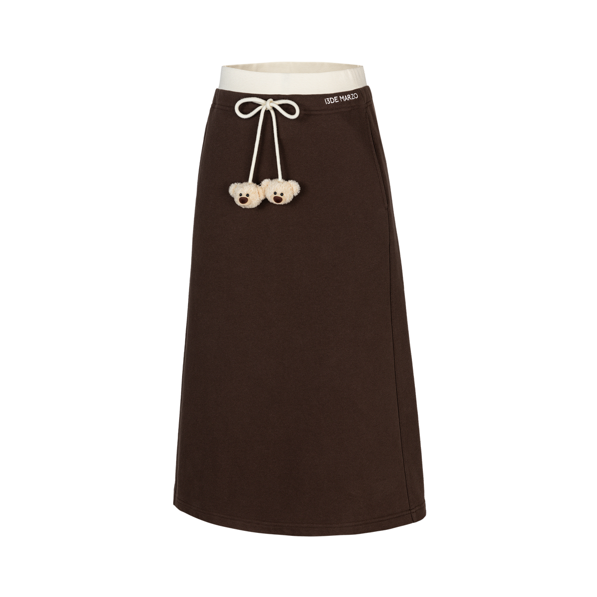 13DE MARZO Color Block Double Waist Skirt Brown