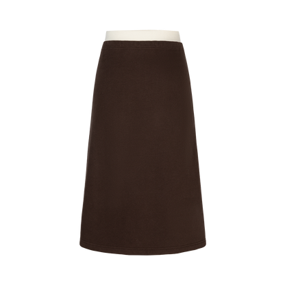 13DE MARZO Color Block Double Waist Skirt Brown