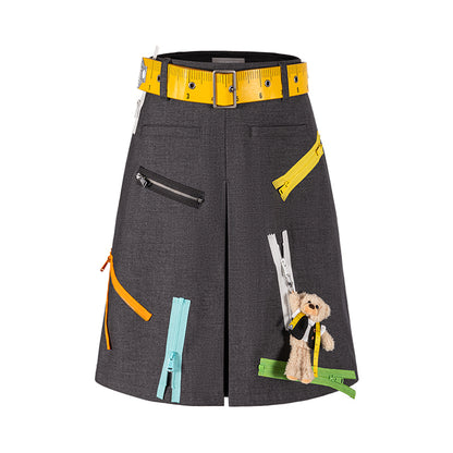 13DE MARZO Tailor Bear Ruler Zipper Dress - 13DE MARZO