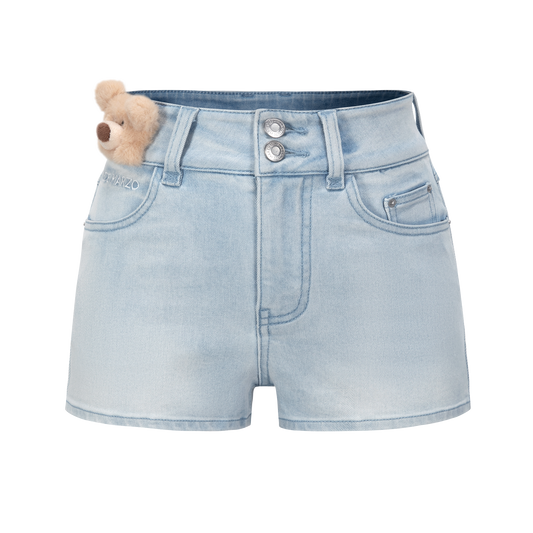 13DE MARZO Bear Fuzzy Patch Shorts