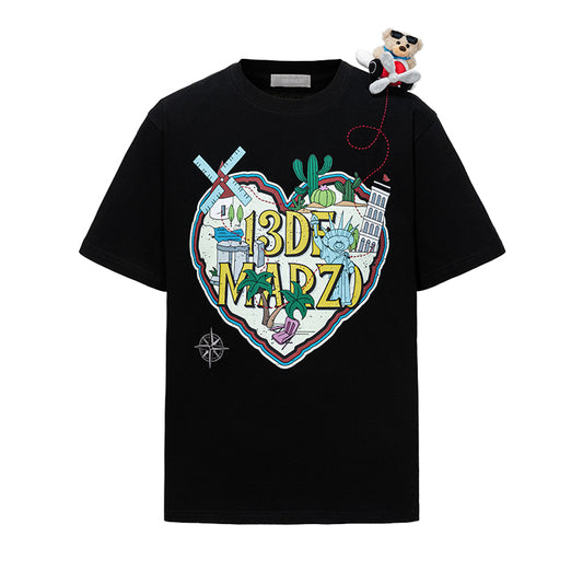 13DE MARZO Pilot Bear World Travel T-shirt - 13DE MARZO