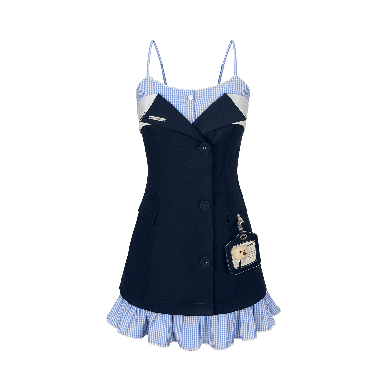 13DE MARZO Two-piece Style Blazer with Badge Dress Navy Blue - 13DE MARZO