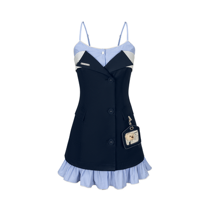 13DE MARZO Two-piece Style Blazer with Badge Dress Navy Blue - 13DE MARZO