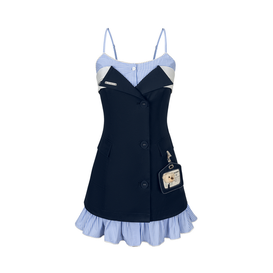13DE MARZO Two-piece Style Blazer with Badge Dress Navy Blue - 13DE MARZO