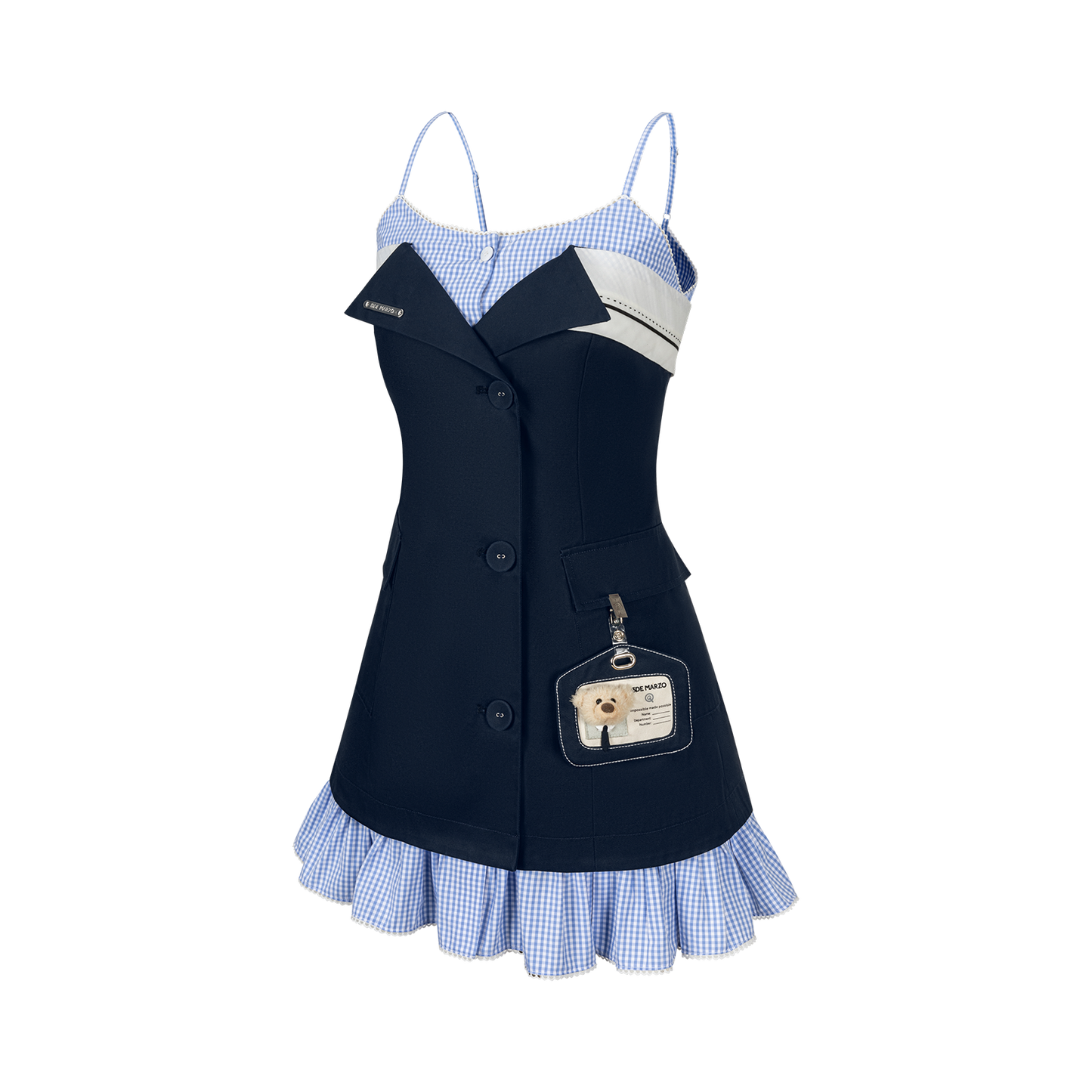 13DE MARZO Two-piece Style Blazer with Badge Dress Navy Blue - 13DE MARZO
