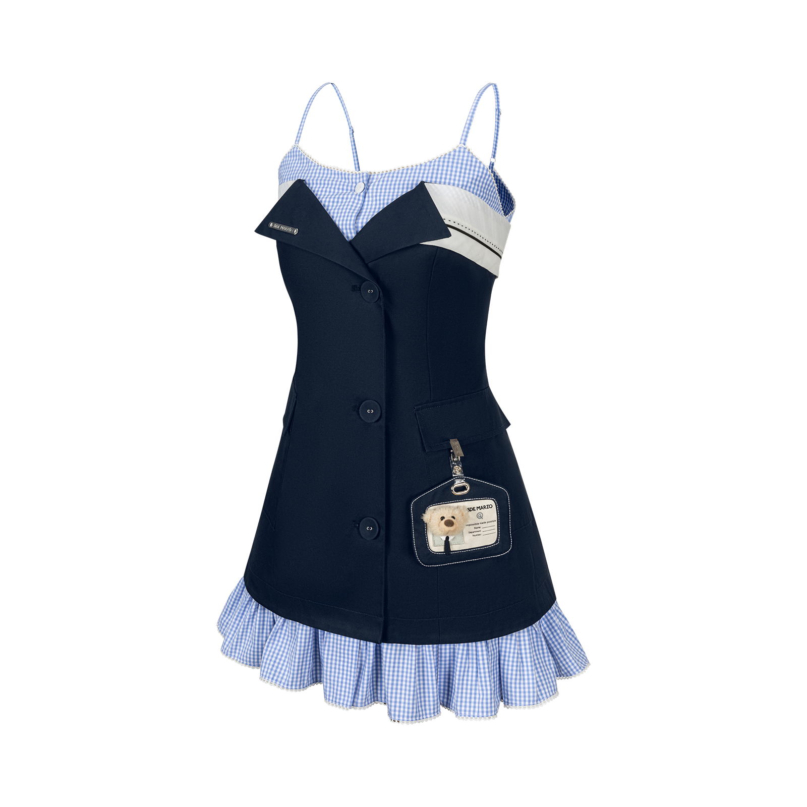 13DE MARZO Two-piece Style Blazer with Badge Dress Navy Blue - 13DE MARZO