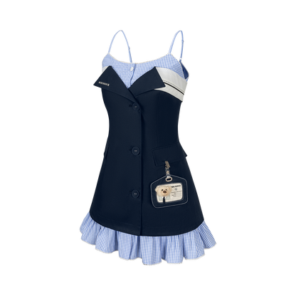 13DE MARZO Two-piece Style Blazer with Badge Dress Navy Blue - 13DE MARZO