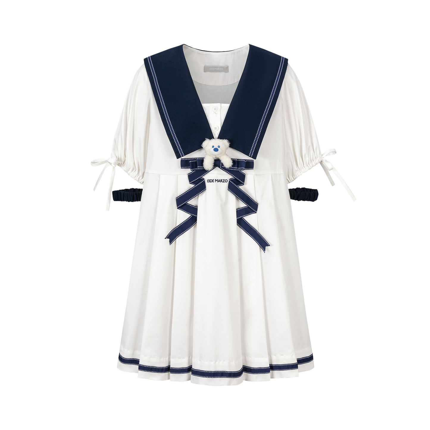13DE MARZO Nautical Style Pleated Dress - 13DE MARZO