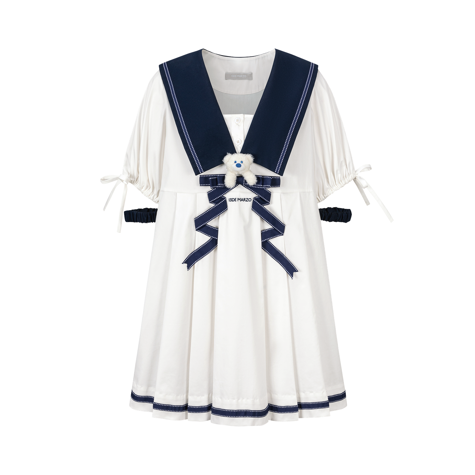 13DE MARZO Nautical Style Pleated Dress - 13DE MARZO