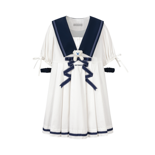 13DE MARZO Nautical Style Pleated Dress - 13DE MARZO