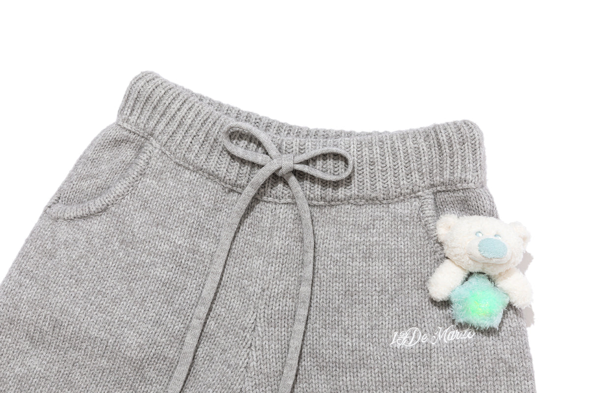 13DE MARZO Luminous Bear Star Knit Shorts Grey