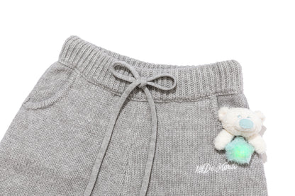 13DE MARZO Luminous Bear Star Knit Shorts Grey