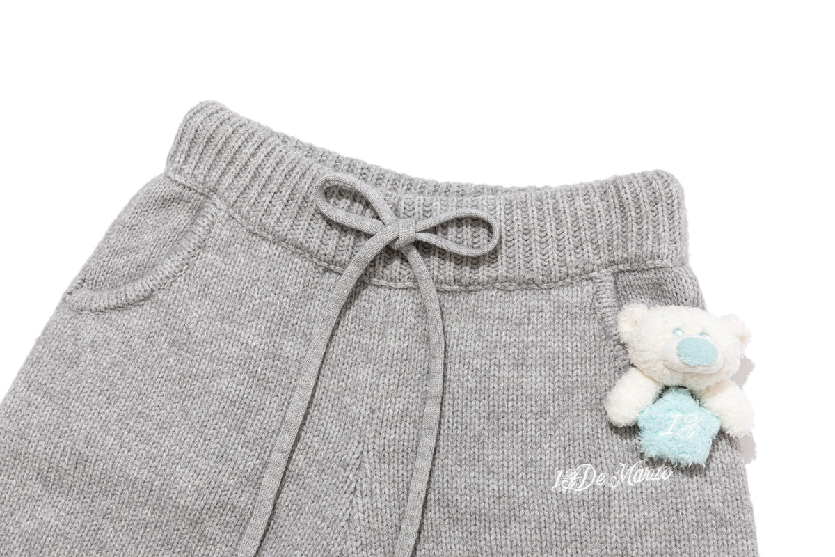 13DE MARZO Luminous Bear Star Knit Shorts Grey