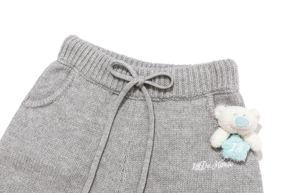 13DE MARZO Luminous Bear Star Knit Shorts Grey