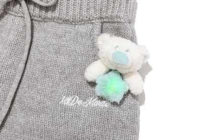13DE MARZO Luminous Bear Star Knit Shorts Grey
