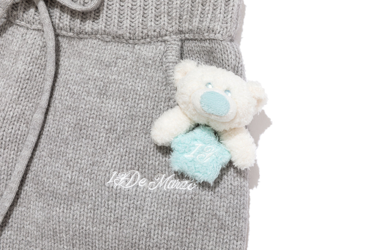 13DE MARZO Luminous Bear Star Knit Shorts Grey