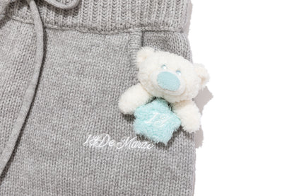 13DE MARZO Luminous Bear Star Knit Shorts Grey