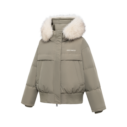13DE MARZO Doozoo Fur Collar Parka Down Jacket Green